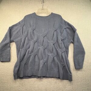 J.Jill Chenille Sweater‎ Women's L Gray Textured 3D Knit Cozy Pullover Soft Warm